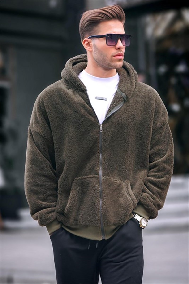 Men's Plush Hooded Sweatshirt 6049 - Khaki #366097