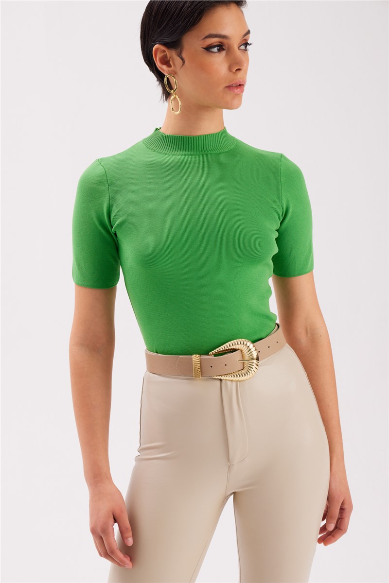 Camicetta lavorata a maglia da donna - Verde #363398