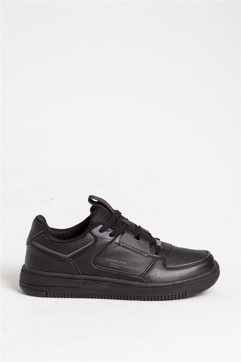Women's Real Leather Trainers - Black #318589