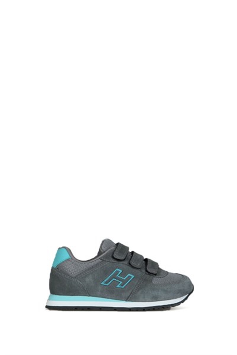 Hammer Jack Kids Genuine Leather Sports Shoes - Gray with Turquoise #368543