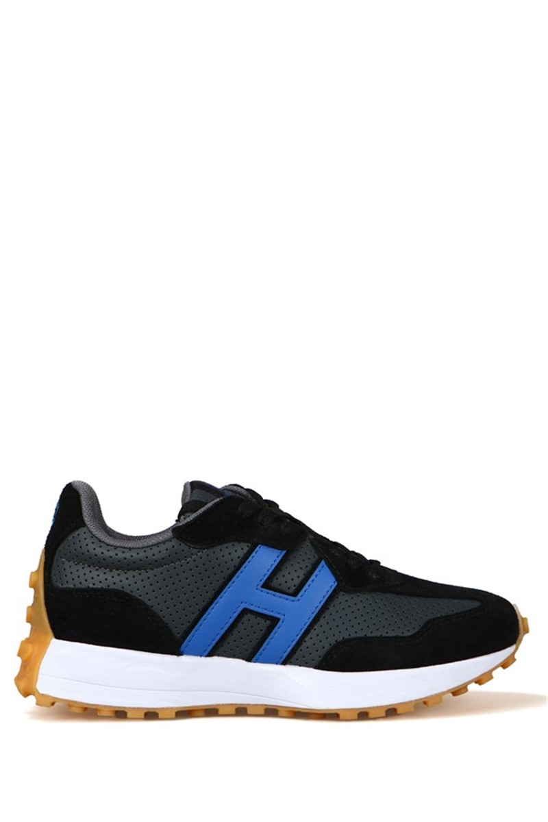 Calçados esportivos femininos de couro genuíno Hammer Jack 101 22505-Z - preto com azul #369016