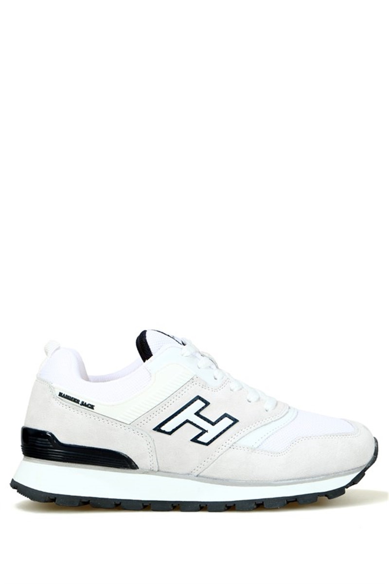 Hammer Jack Women's Genuine Leather Sports Shoes - White with Navy Blue #368517
