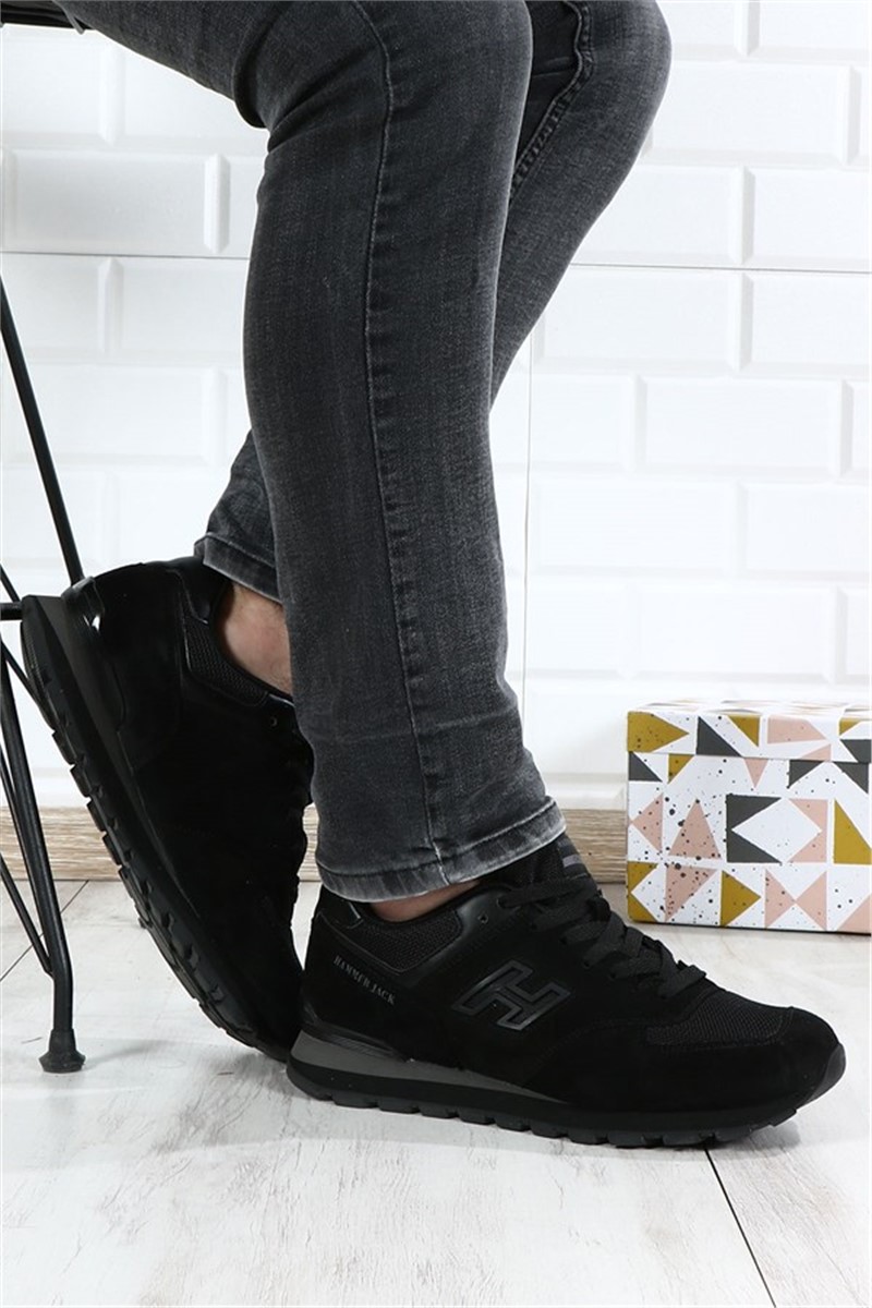 Hammer Jack muške sportske cipele od prave kože - crne s dimno sivim #368525