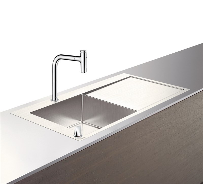 Hansgrohe Countertop Steel Kitchen Sink - Chrome #343891