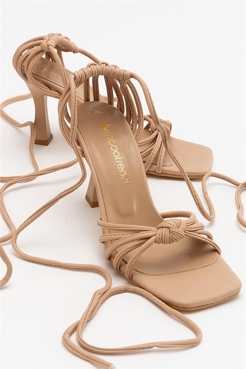 Women's Lace Up Sandals - Beige #382900