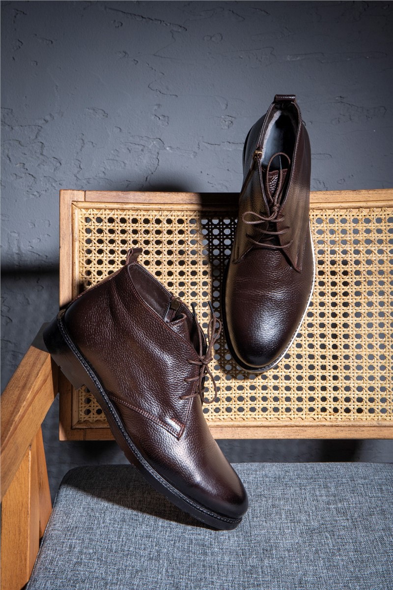Ducavelli Men's Genuine Leather Casual Boots - Dark Brown #363782