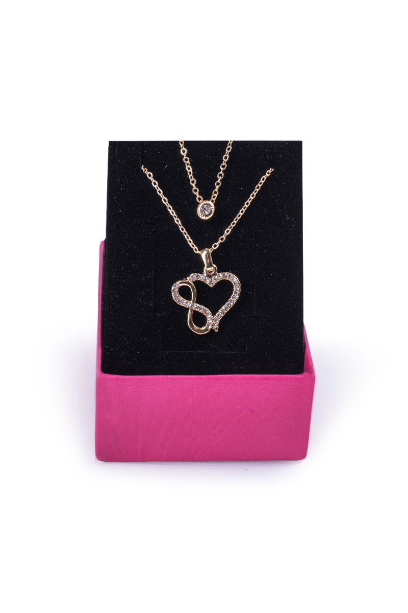 Women's double necklace with heart element - Golden 20210835688