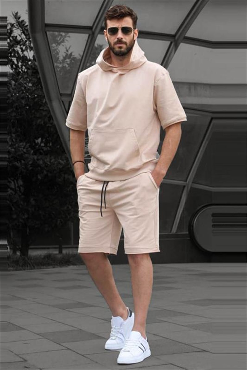 Felpa con cappuccio da uomo Set 5919 - Beige #394938