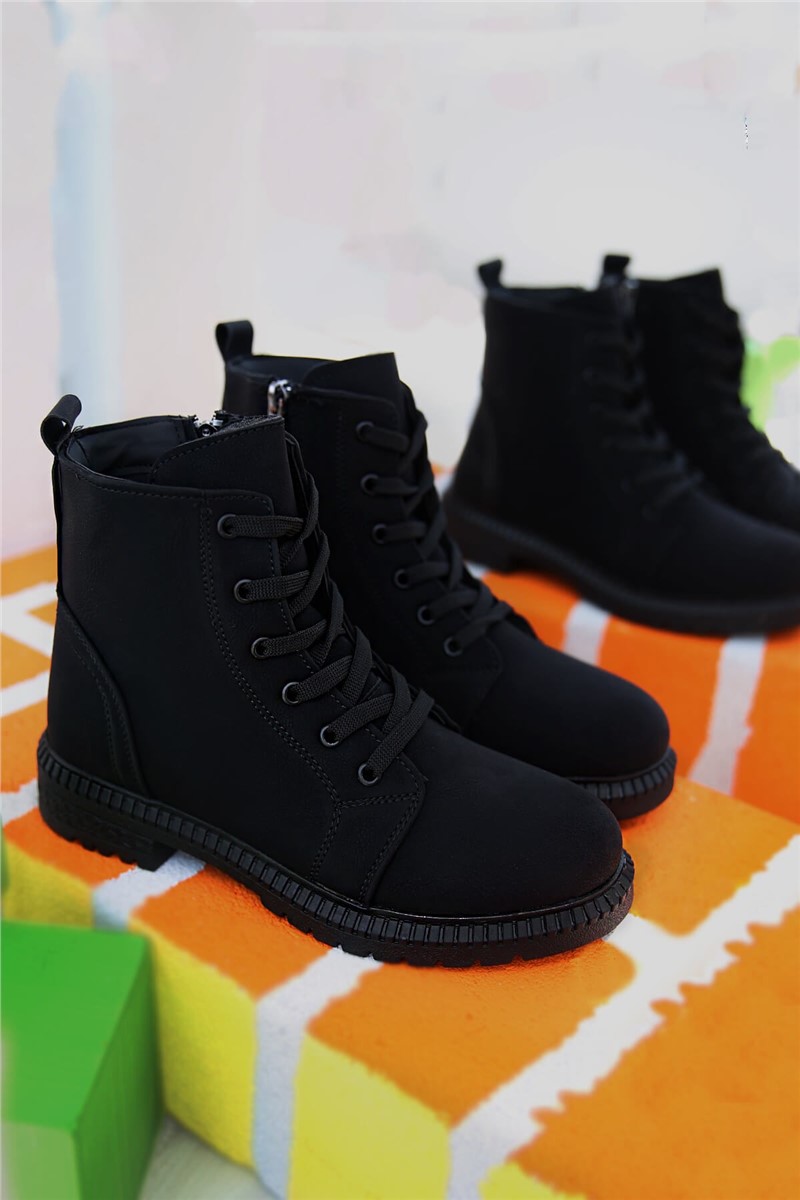 Women's Lace Up Boots - Black #358441