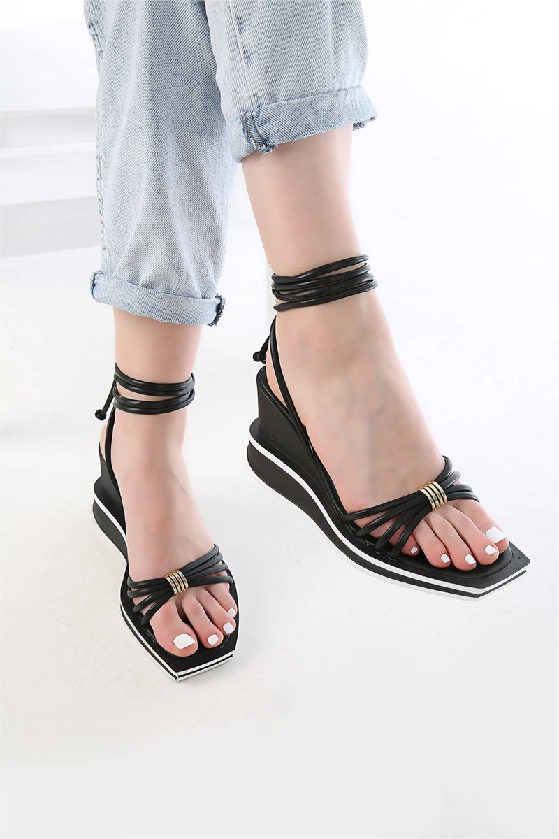 Sandali con suola intera da donna - Nero #328852
