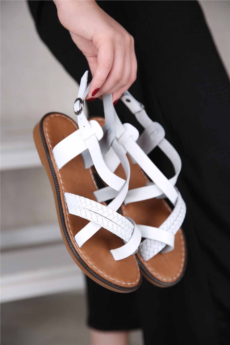 Sandálias femininas em couro natural - Branca 307824