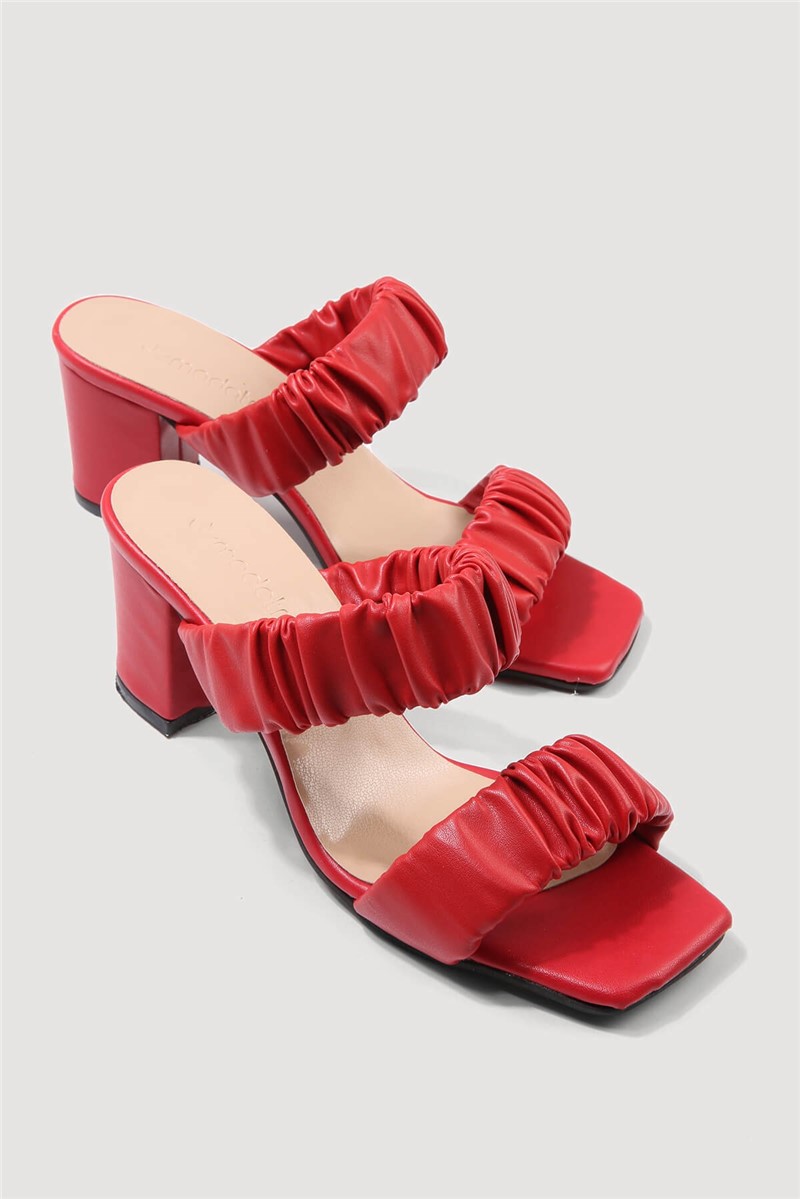 Women's slippers with heel - Red #332263