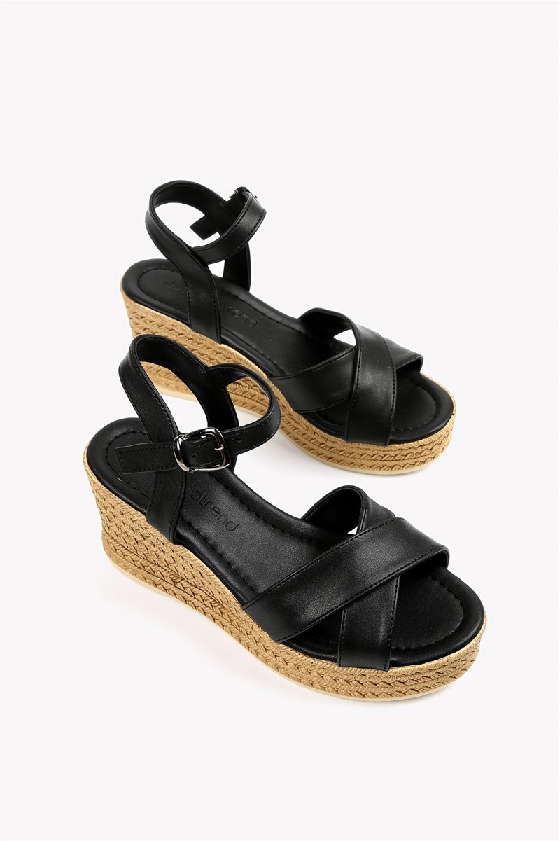 Women's sandals with full sole - Black #329347