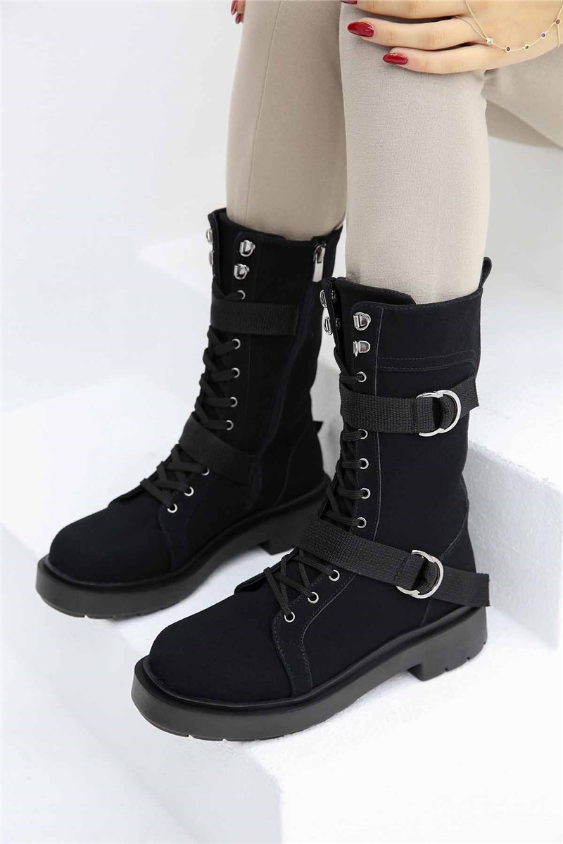 Women's suede boots - Black #321243