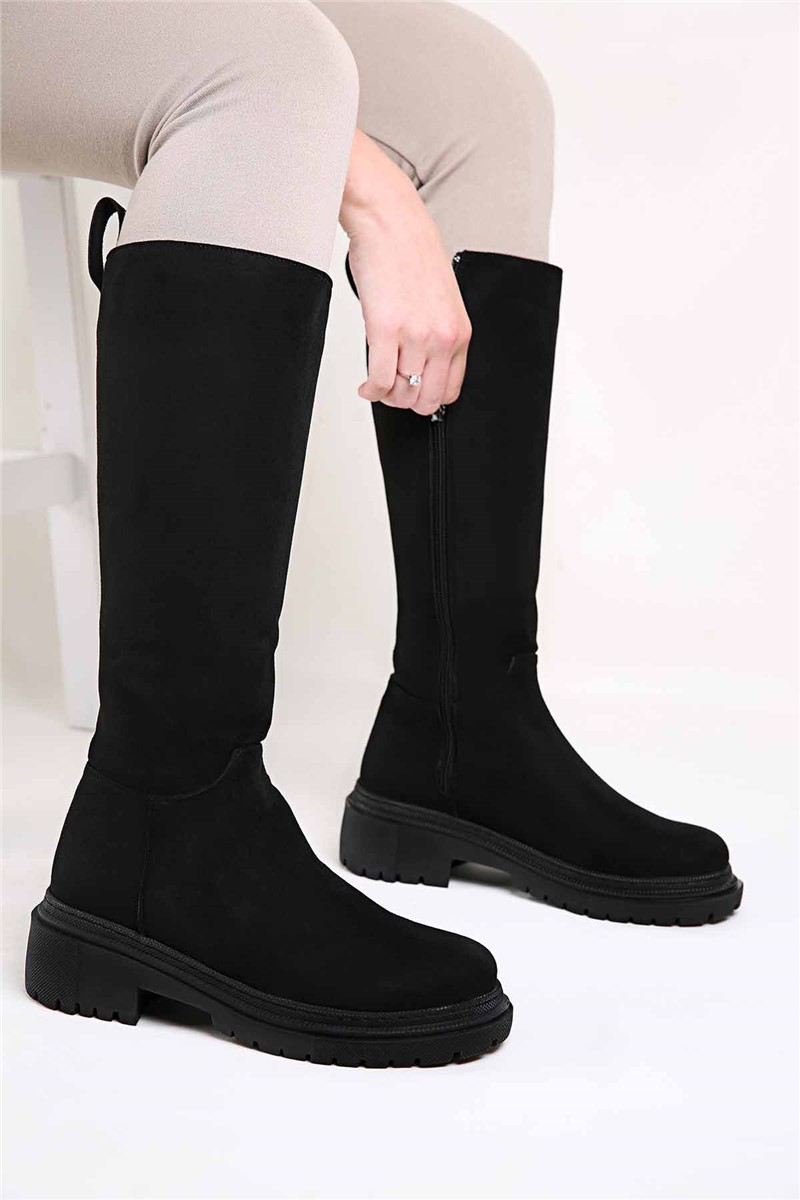 Women's suede boots - Black #321653