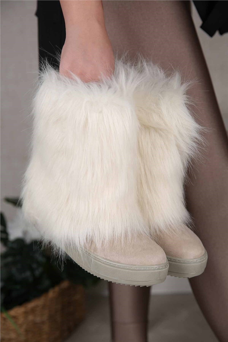 Women's Fur Boots - Beige #311650