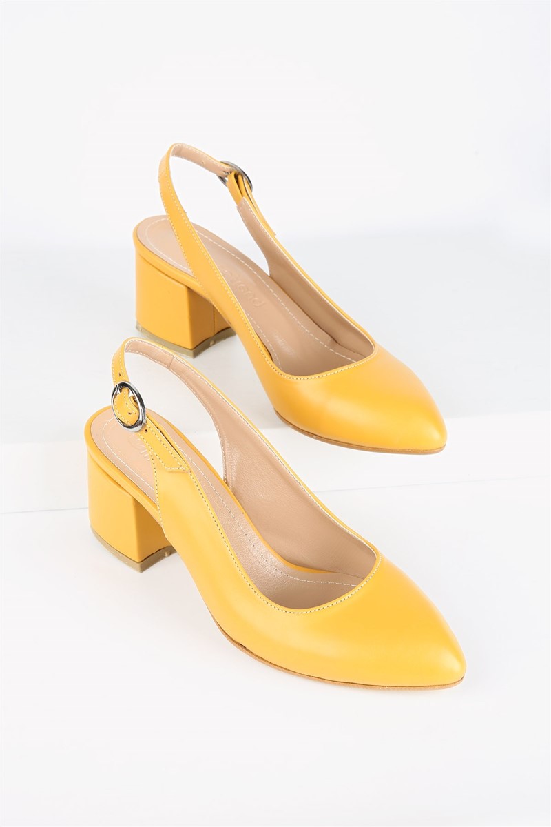 Sapatos femininos casuais de salto alto - Mostarda #328579