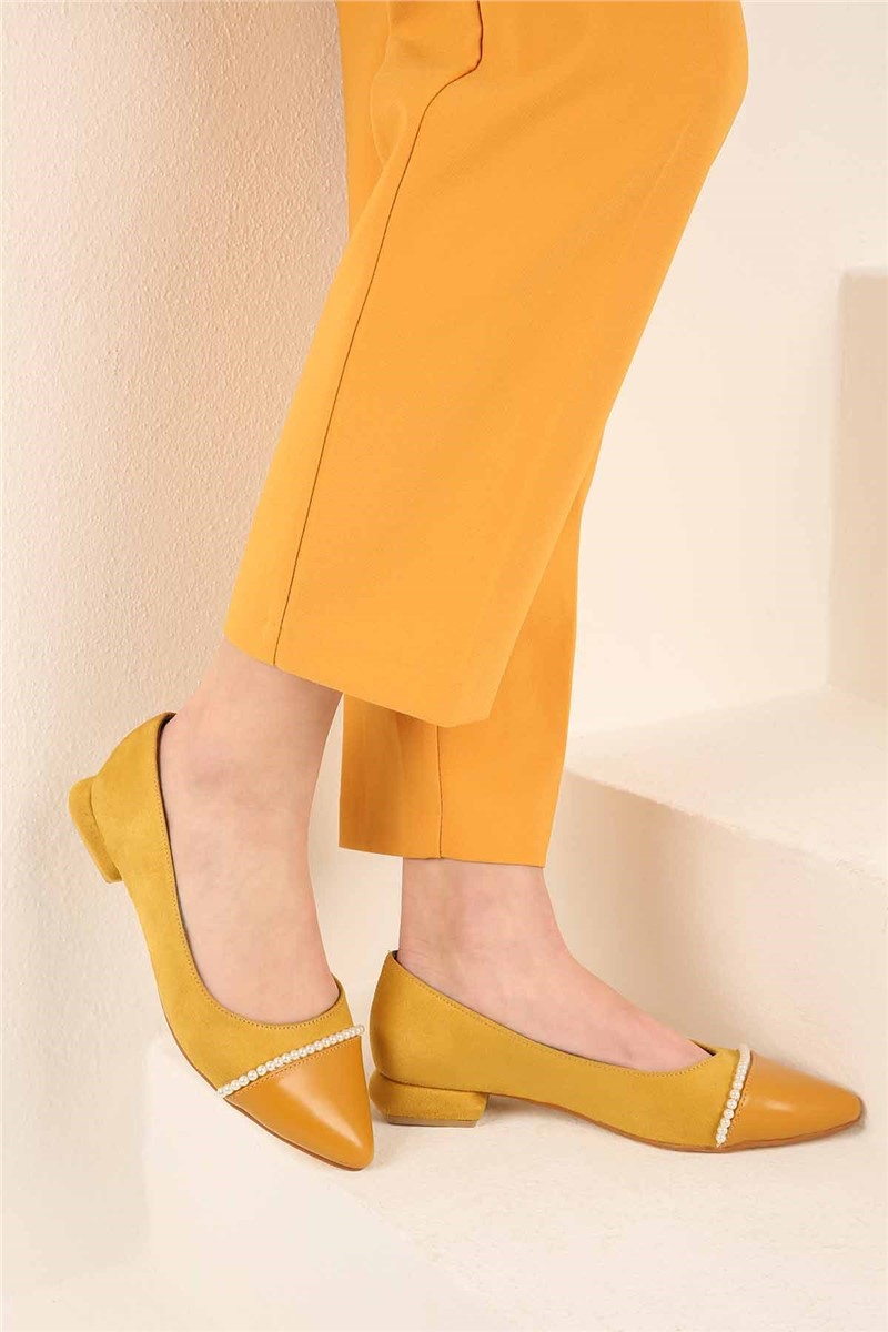 Women's suede shoes - Mustard #321923