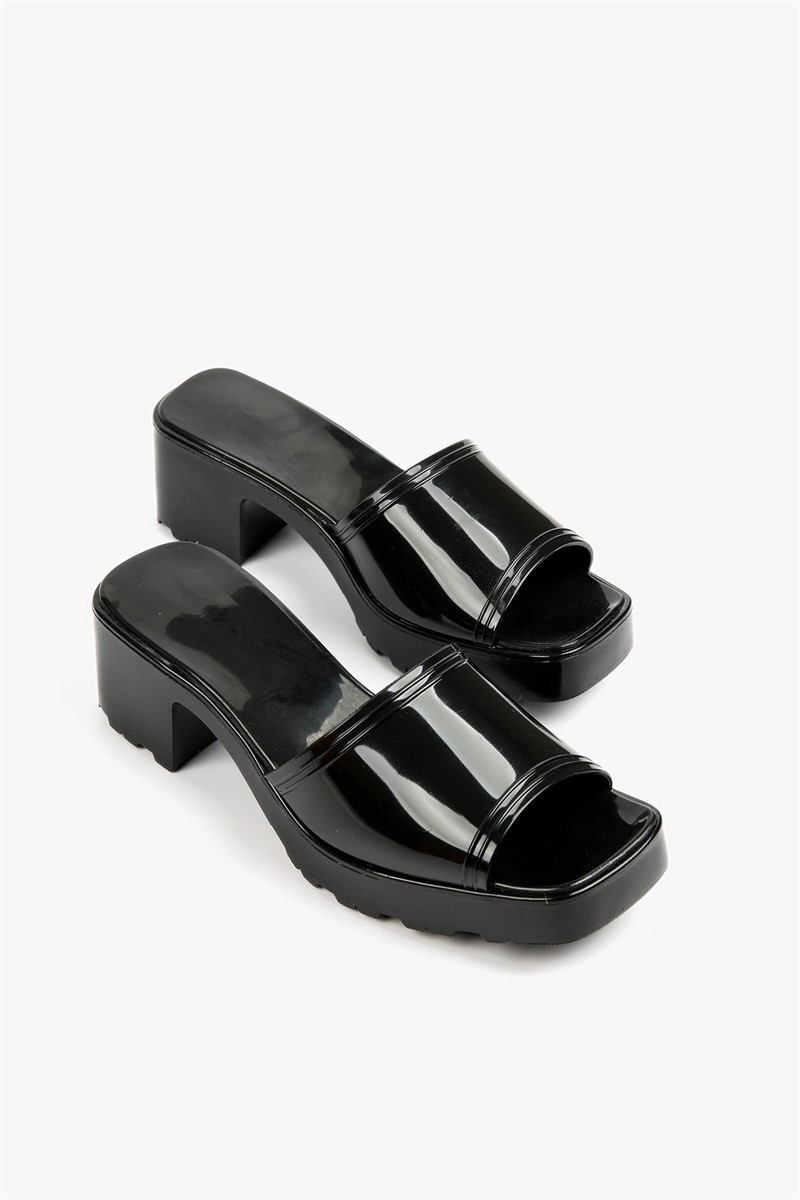 Women's heeled slippers - Black #328914