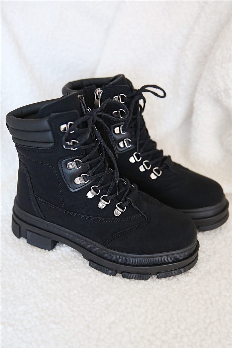 Women's Lace Up Boots - Black #358445