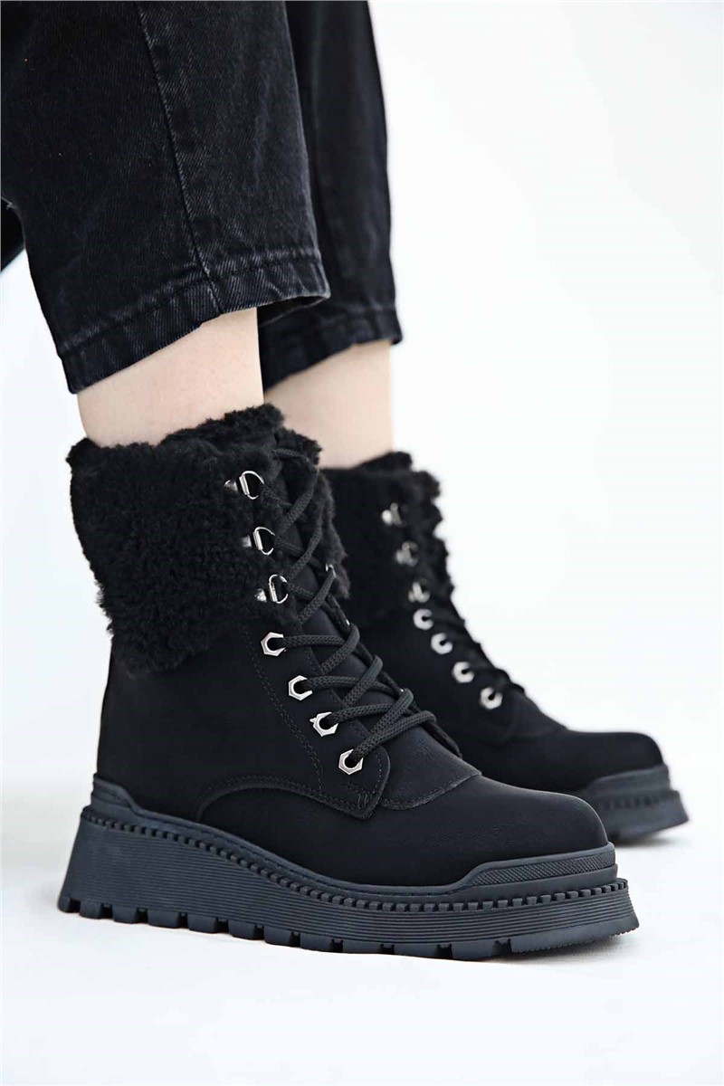 Women's Fur Boots - Black #312278