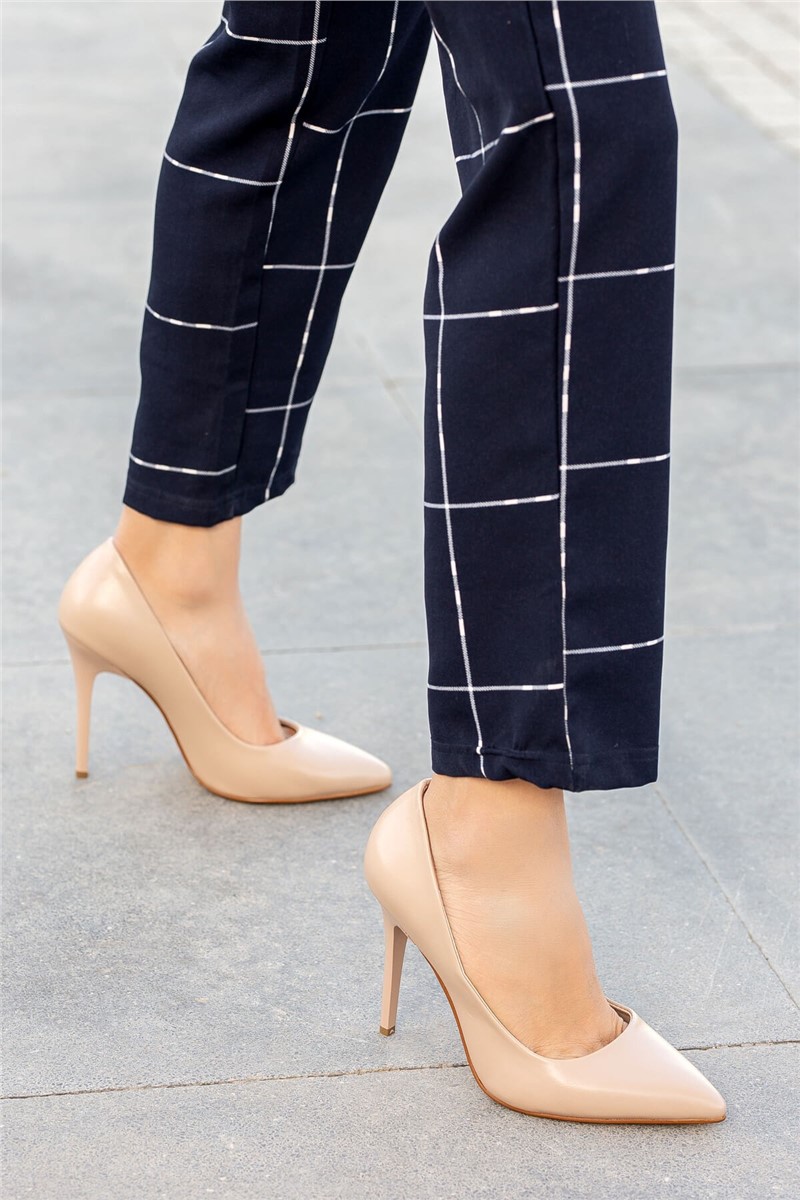 Women's Elegant Heeled Shoes - Beige #363831