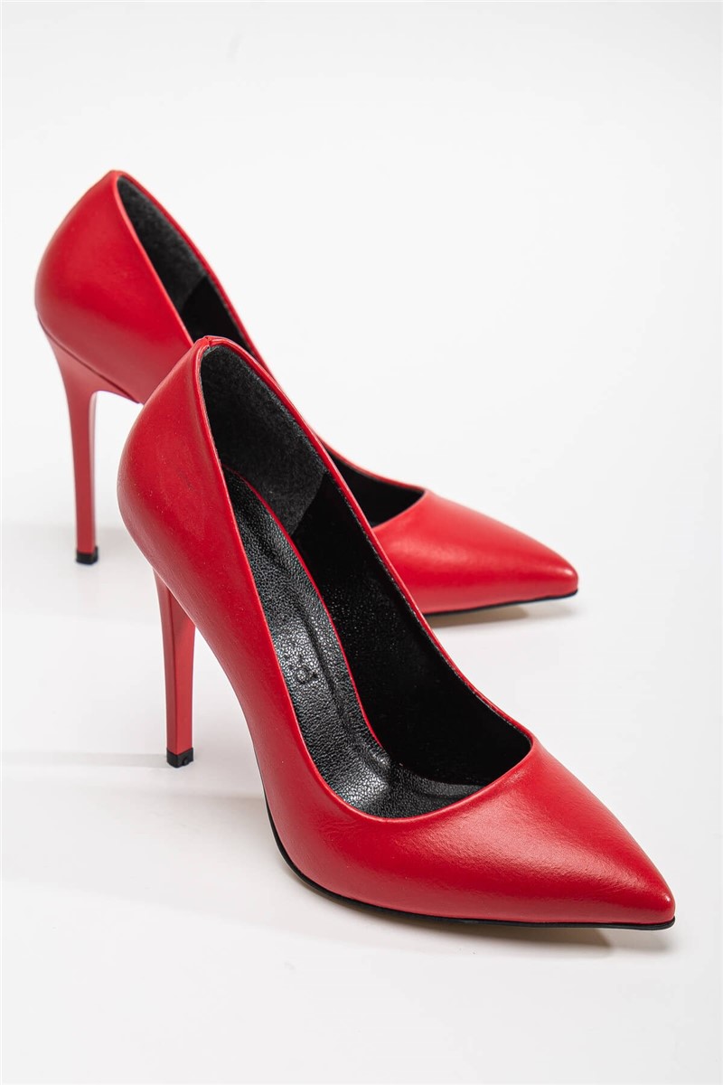 Women's Elegant Heeled Shoes - Red #364657