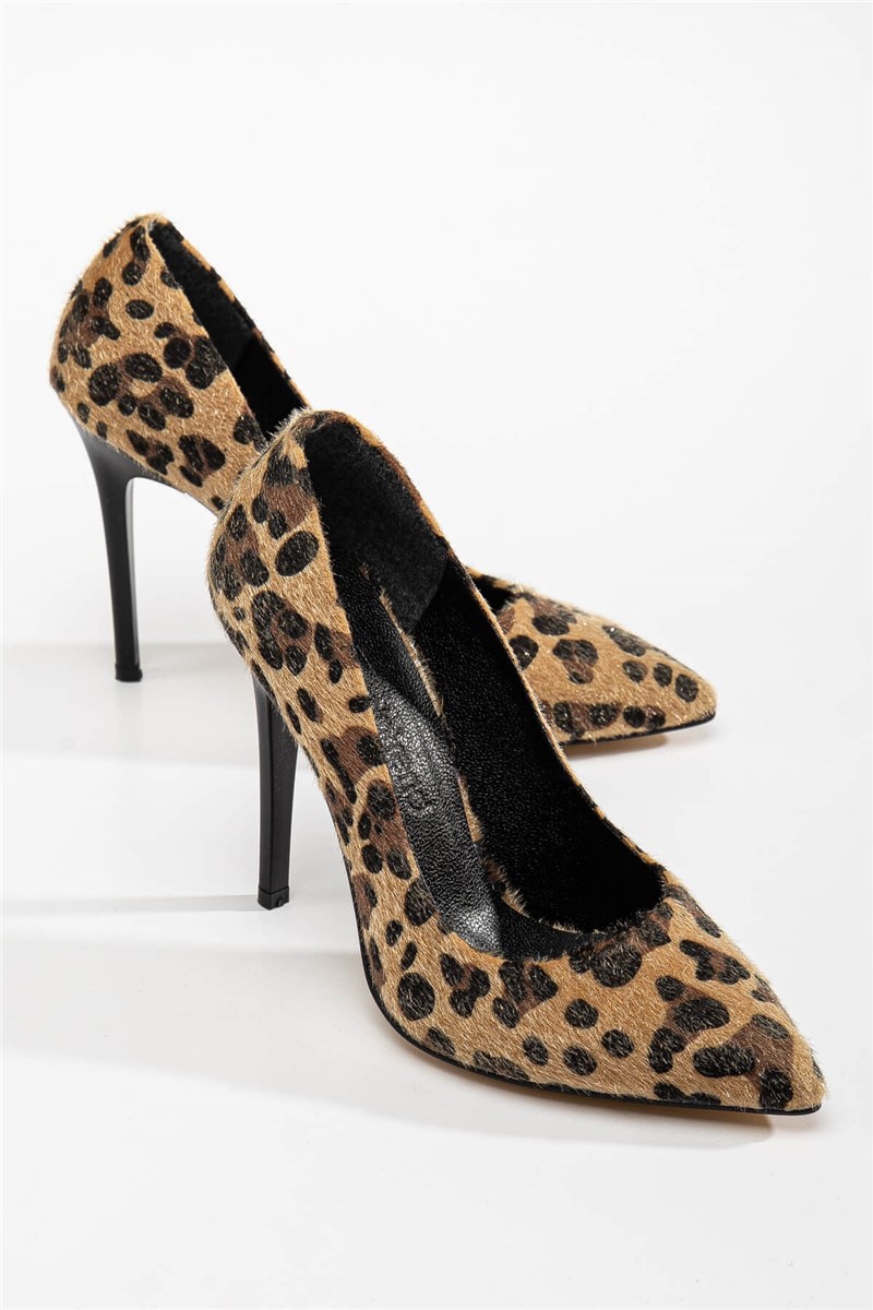 Ženske elegantne cipele na visoku petu - leopard uzorak #365445