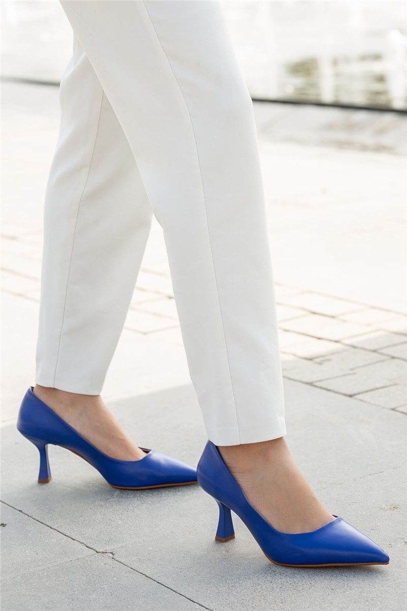 Women's Elegant Thin Heel Shoes - Bright Blue #363030