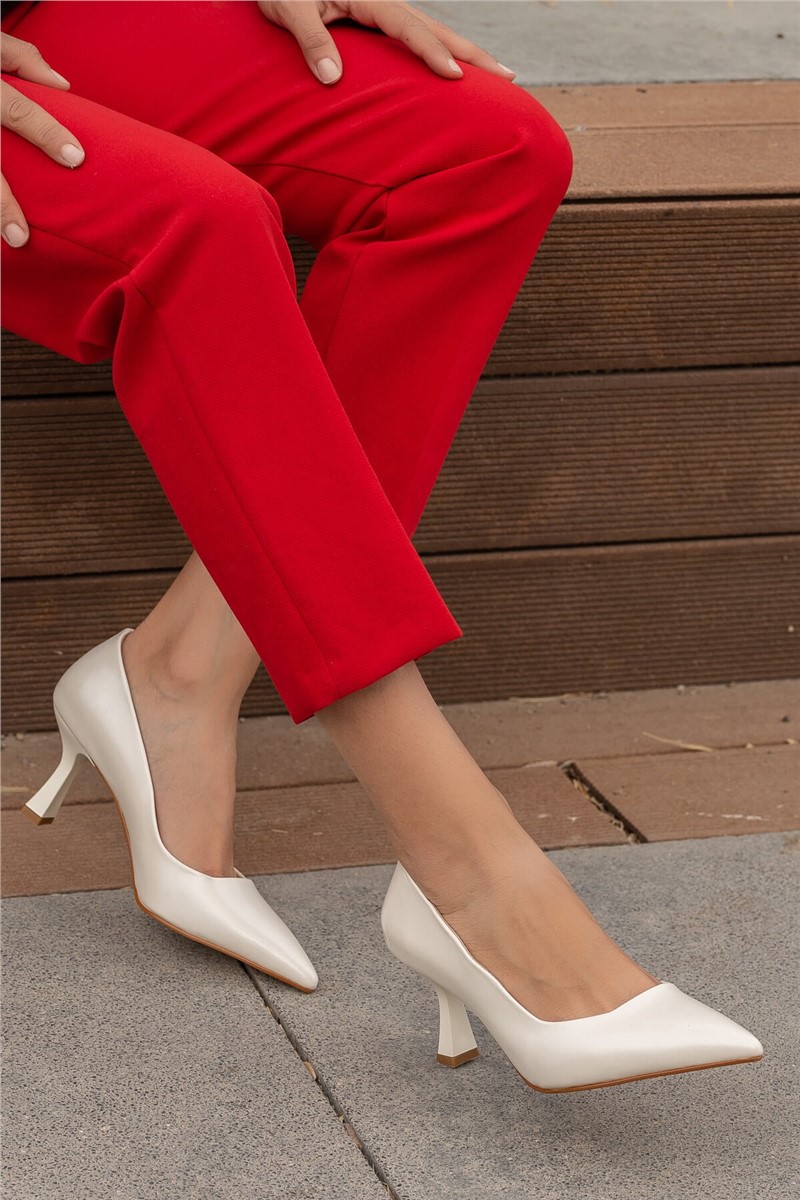 Women's Elegant Heeled Shoes - White #363035