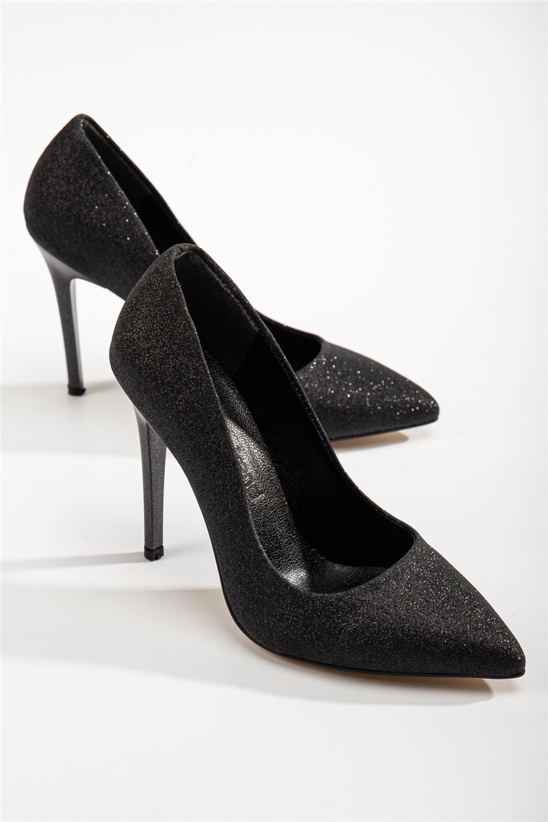 Women's Elegant Brocade High Heel Shoes - Black #365456