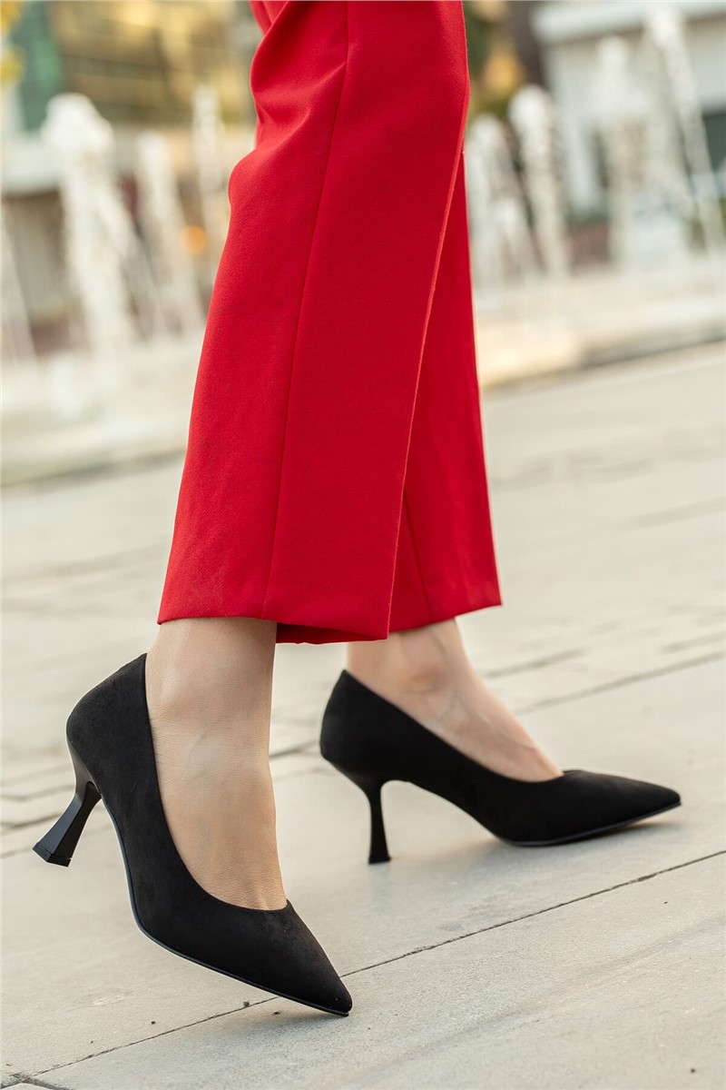 Women's Elegant Suede Shoes - Black #363849