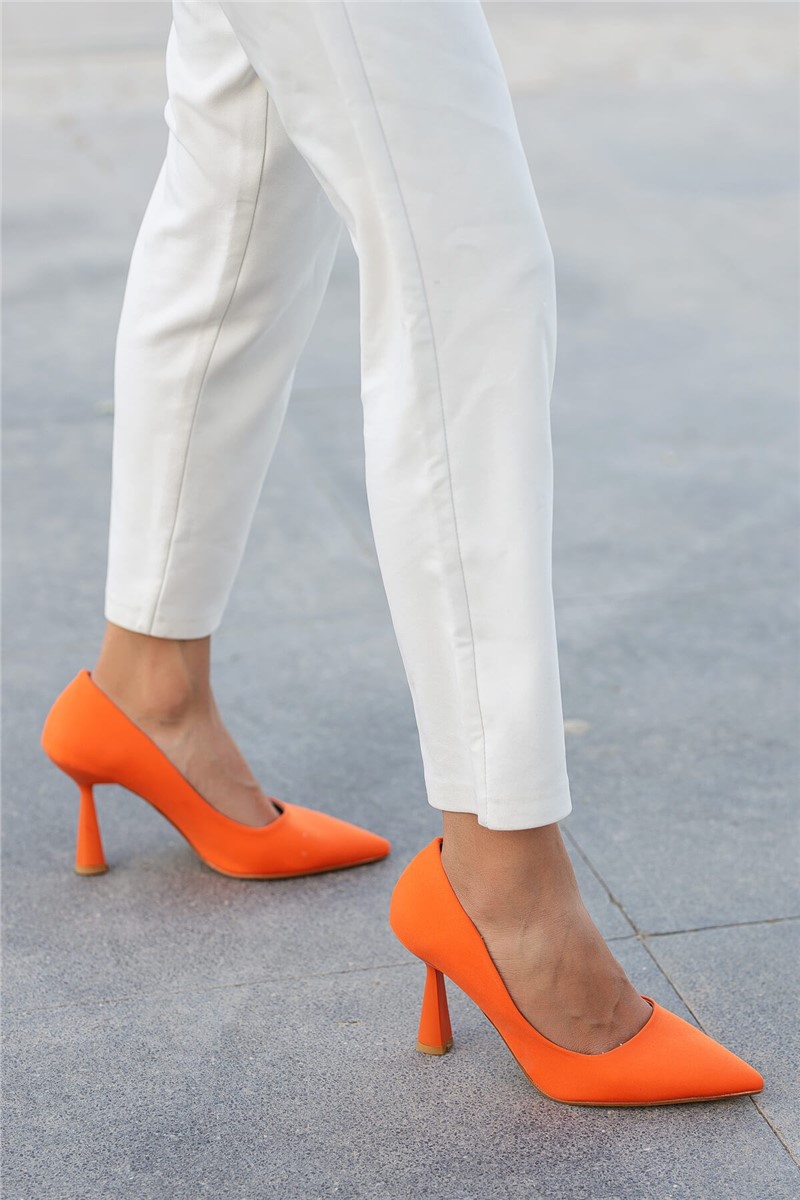 Women's Elegant Heeled Shoes - Orange #362339