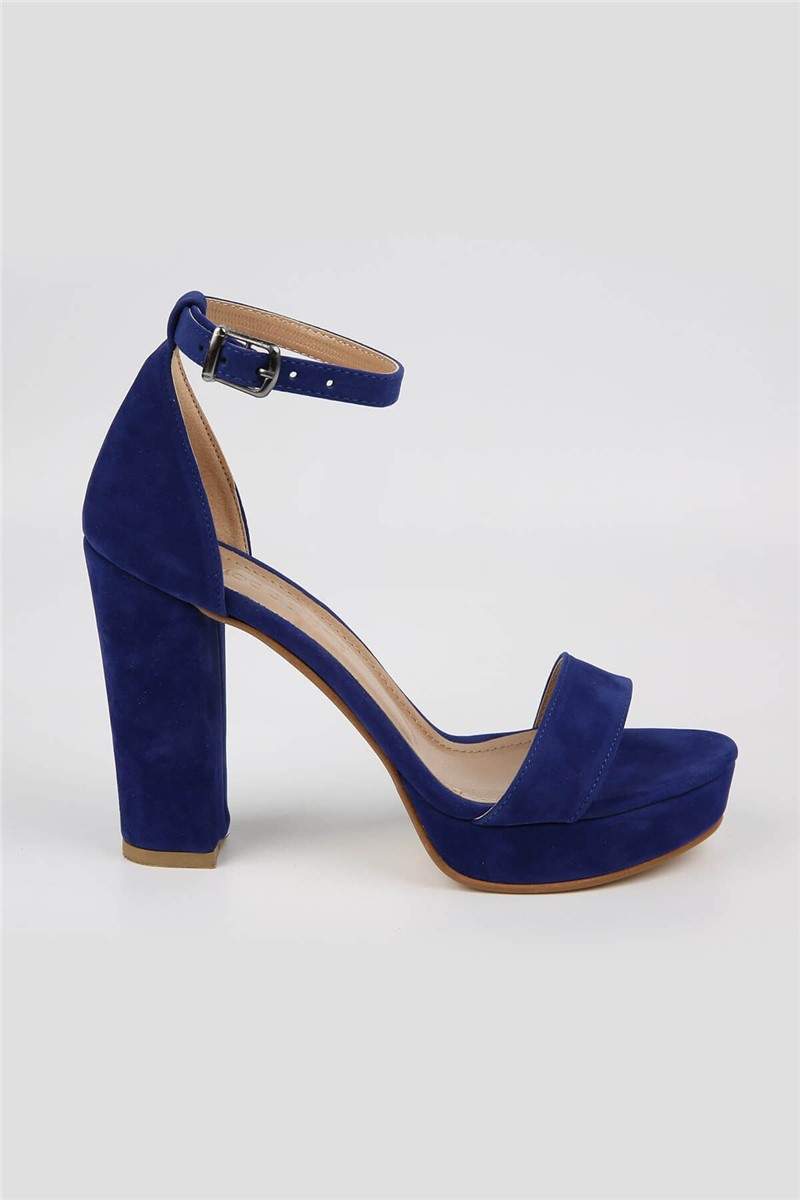 Women's suede high heel sandals - Blue #329427