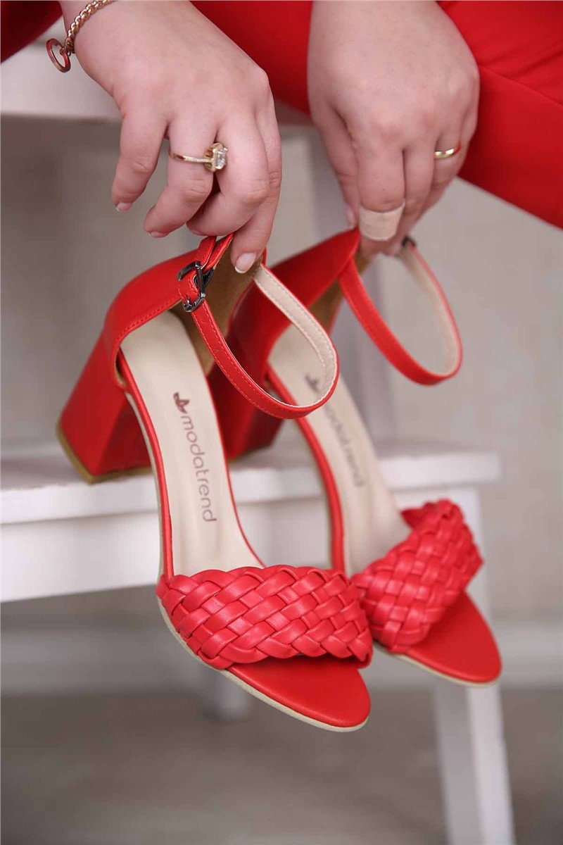Sandali con tacco da donna - Rosso 302528