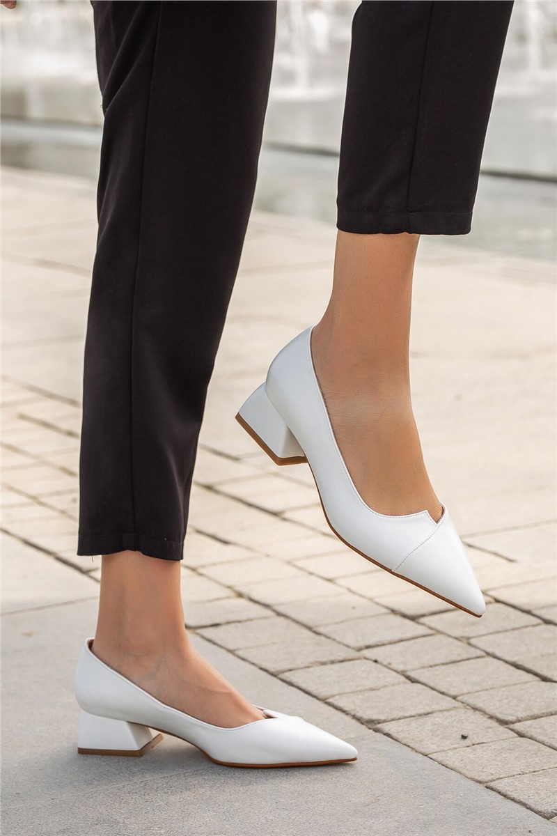 Sapatos femininos elegantes de salto largo - Branco #363042