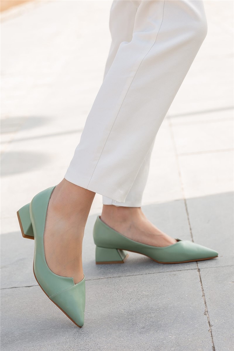 Women's Elegant Wide Heel Shoes - Mint #363040