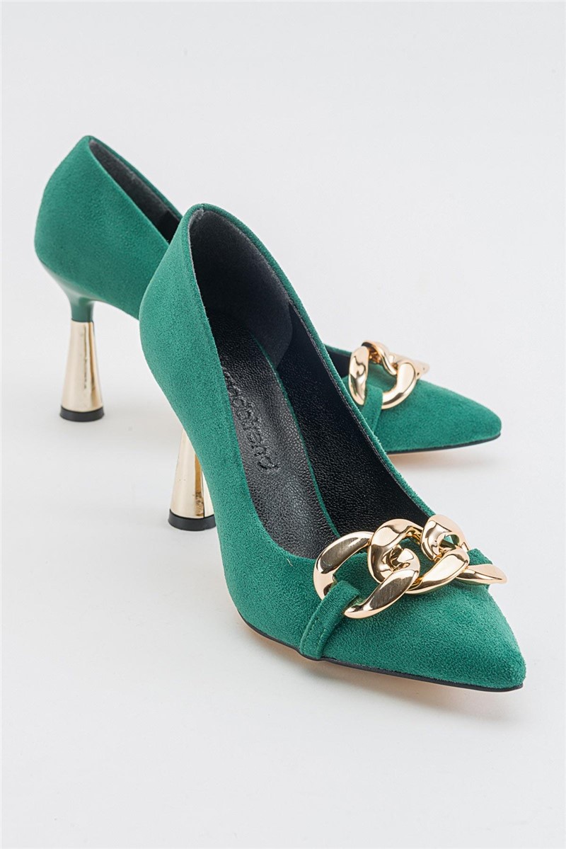 Ženske cipele od antilopa s petom - zelene #371282