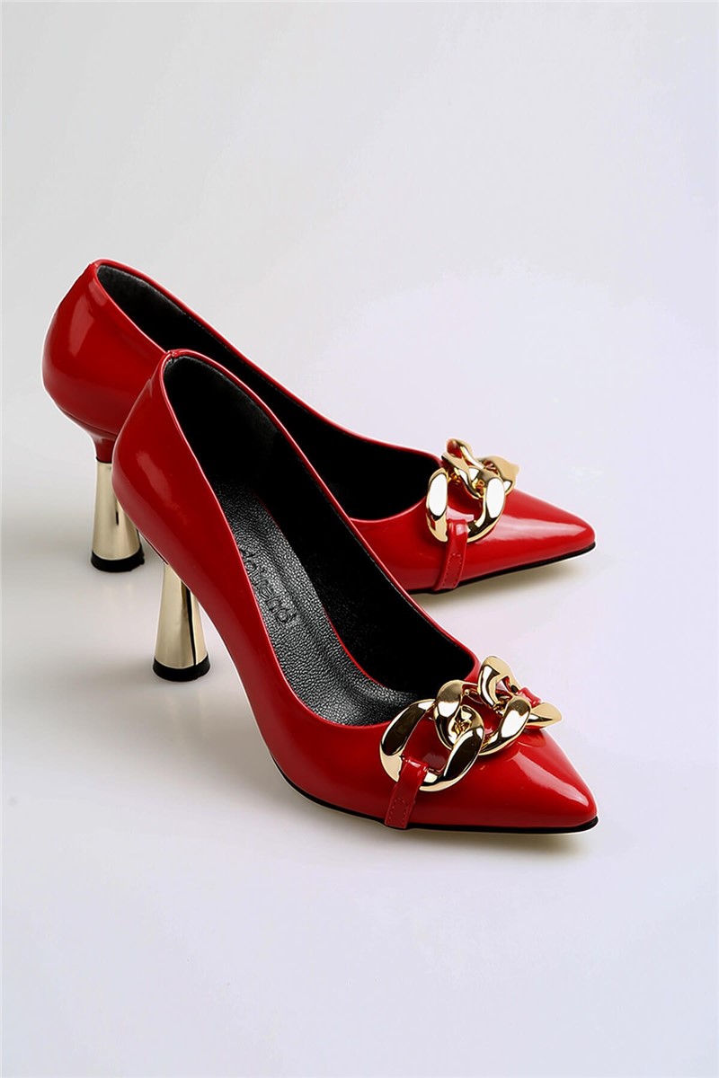 Ženske lakirane cipele s ukrasnim elementom - Crvene #369543