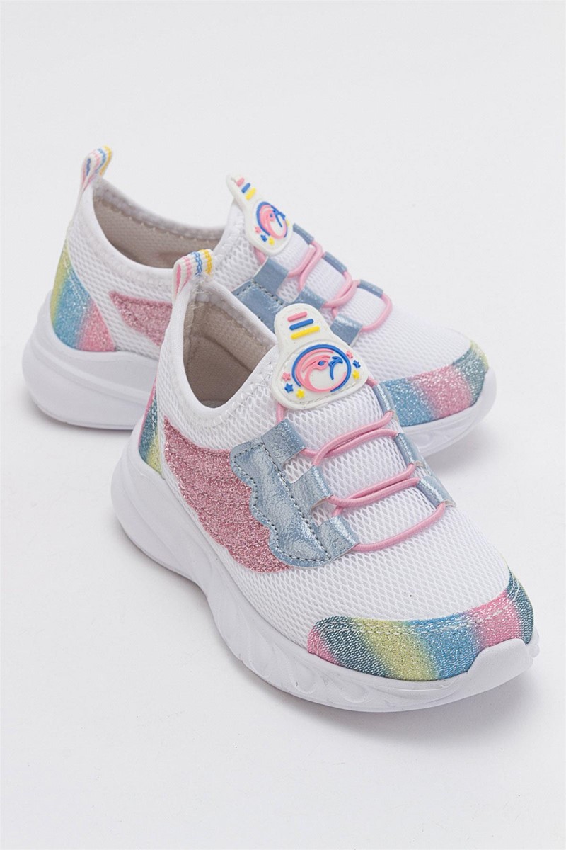 Children's sports shoes - White with Pink #382919