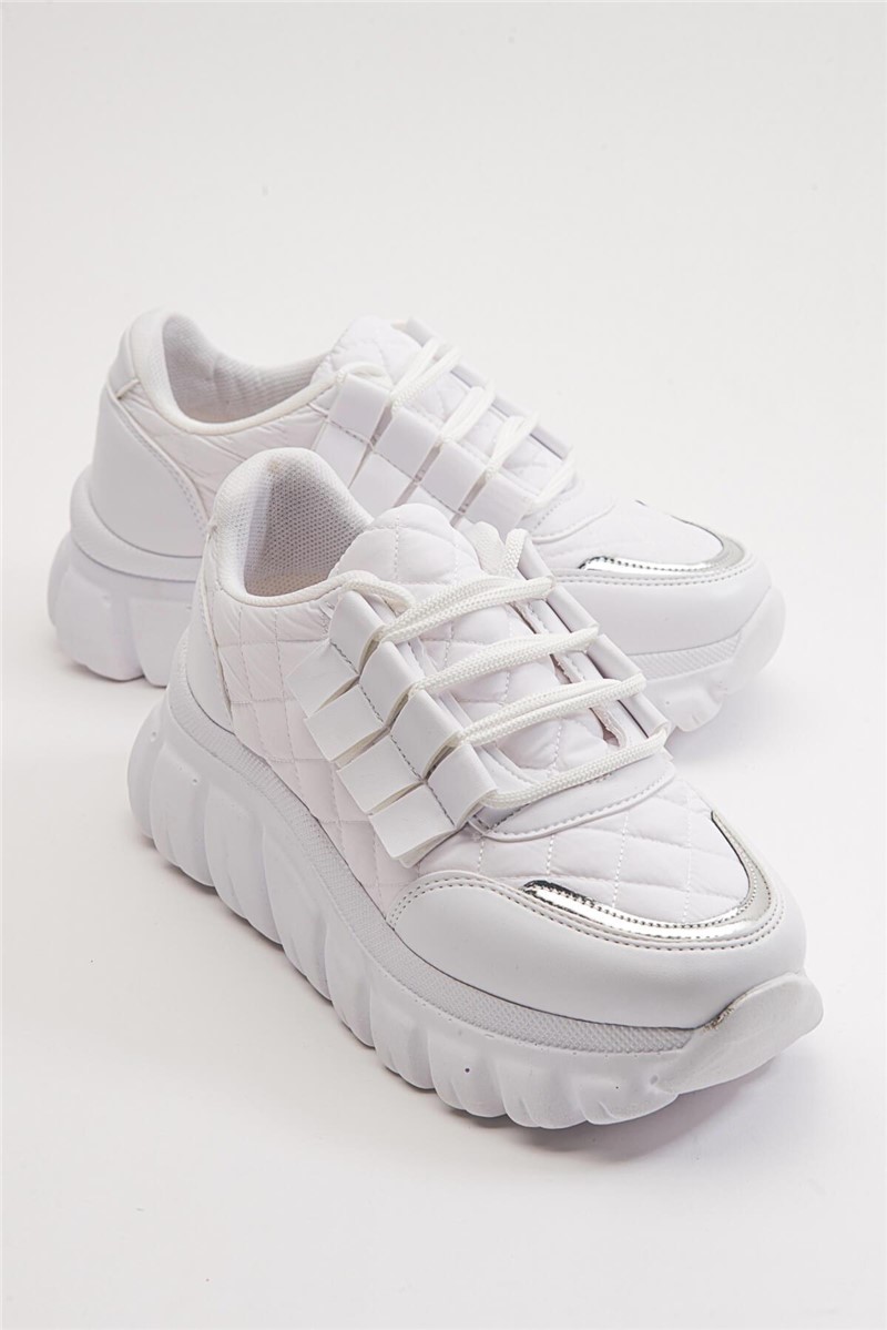 Women's Lace Up Sports Shoes - White #371222