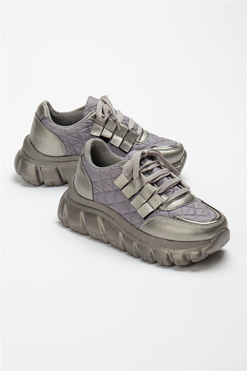 Women's Lace Up Sports Shoes - Platinum Color #371221