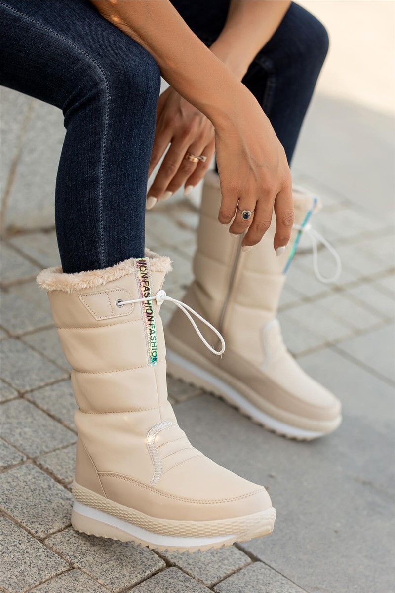 Women's Snow Boots with Anti-Slip Sole - Light Beige #362364