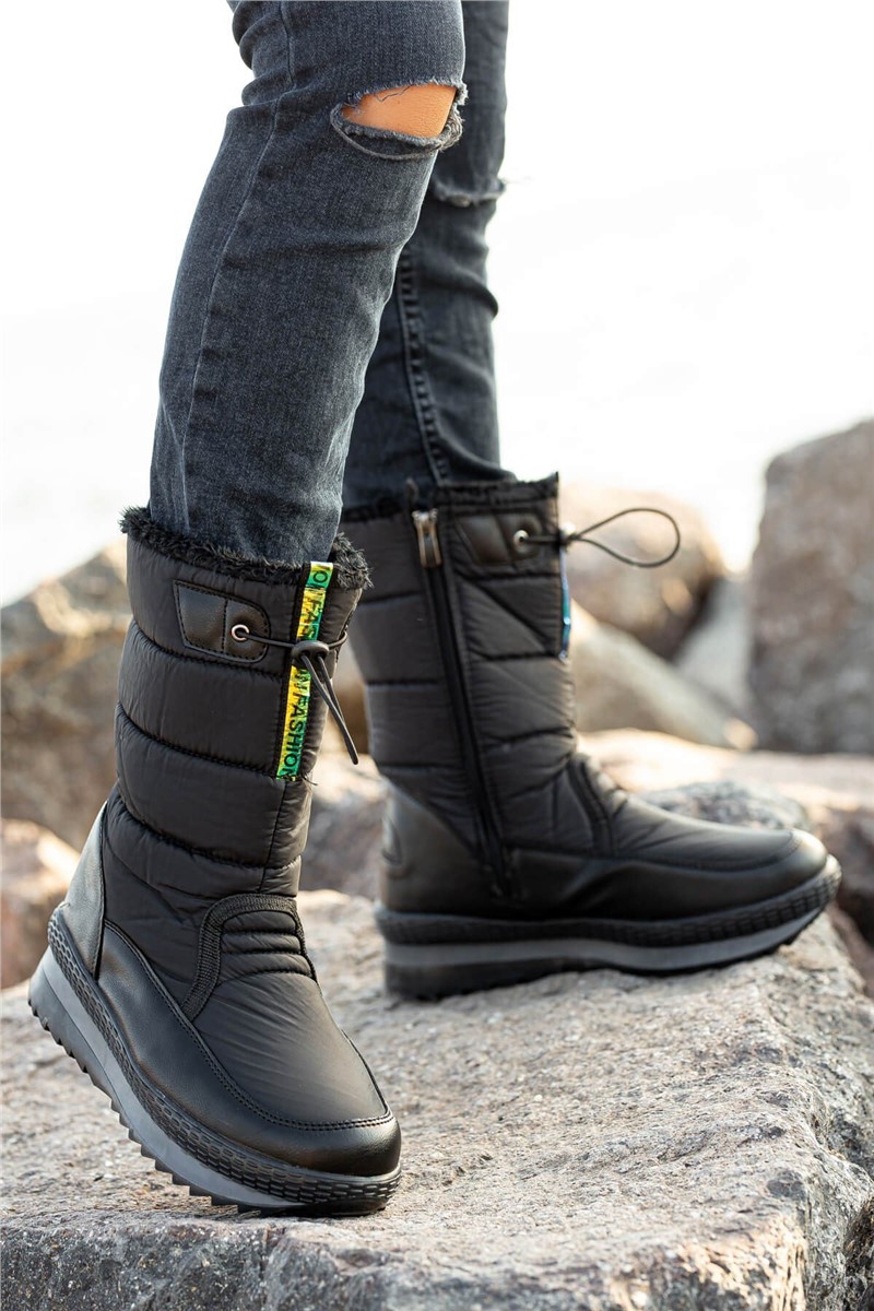 Women's Zip Up Snow Boots - Black #359141