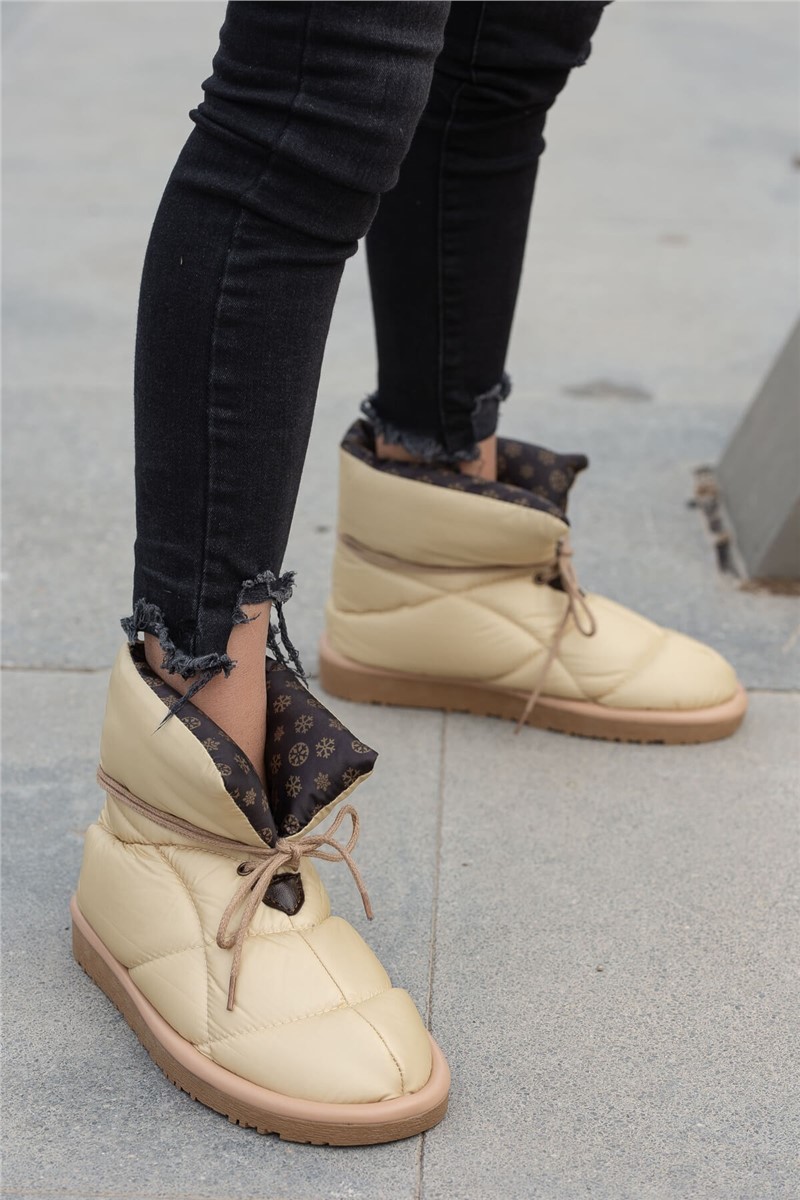 Women's textile boots with non-slip sole - Beige #362987