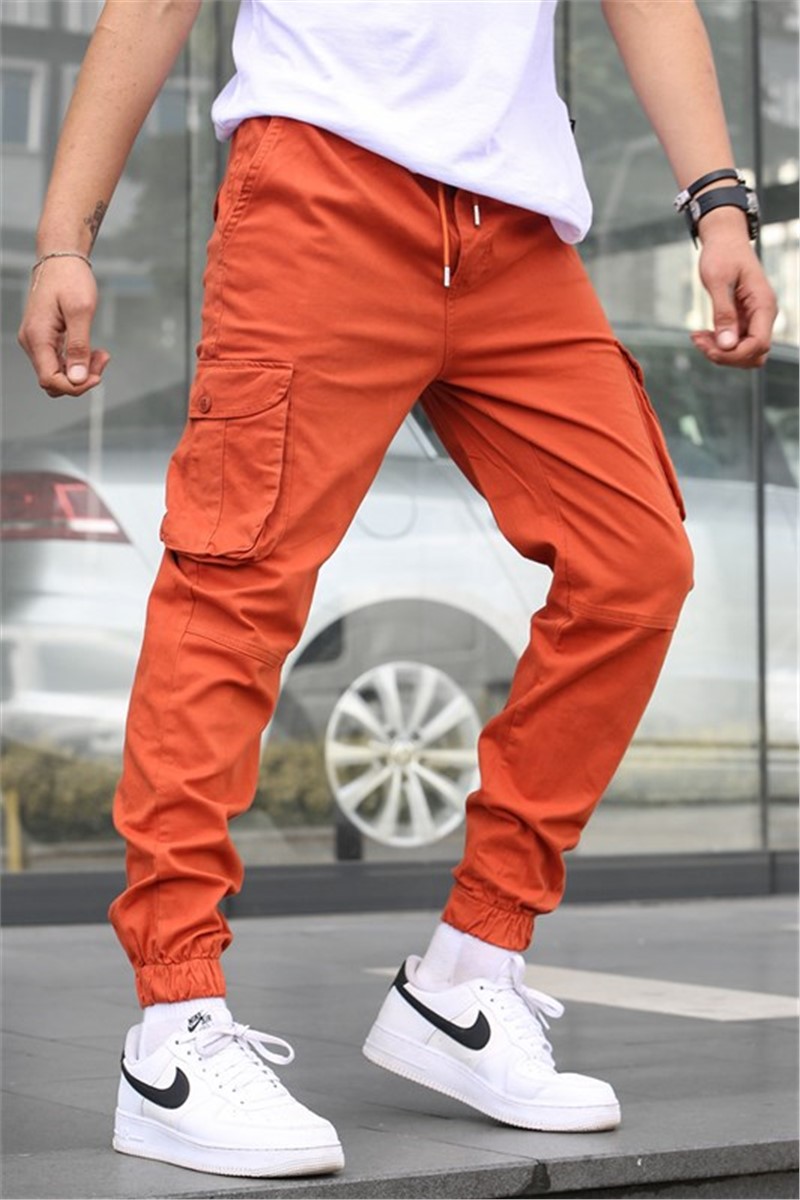 Muške Slim Fit hlače 5740 - Crveno-narančaste #334352