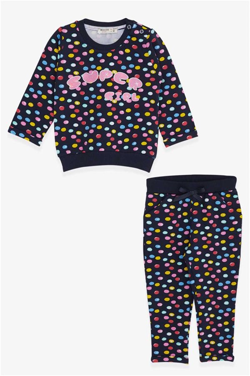 Completo Tuta Bambina Bambina Colorata Fantasia Pois Navy (6 Mesi-2 Anni) #381211