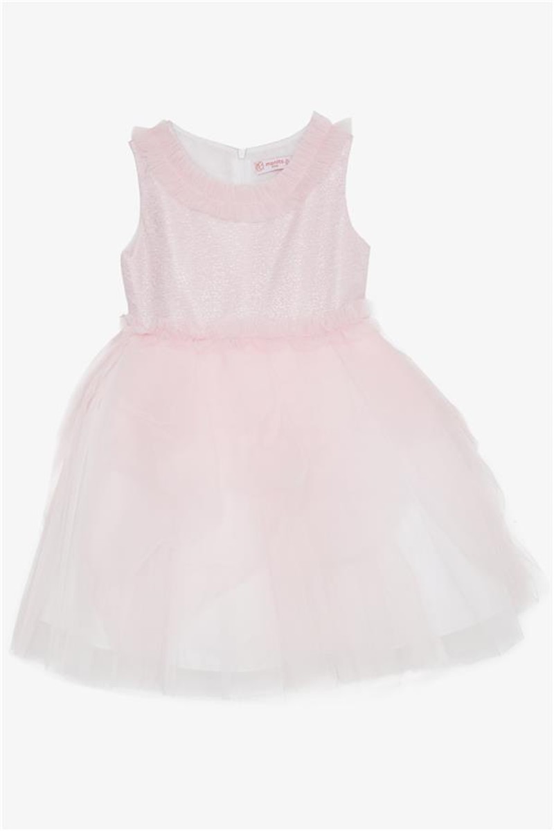 Children's formal dress with tulle - Pink #383979