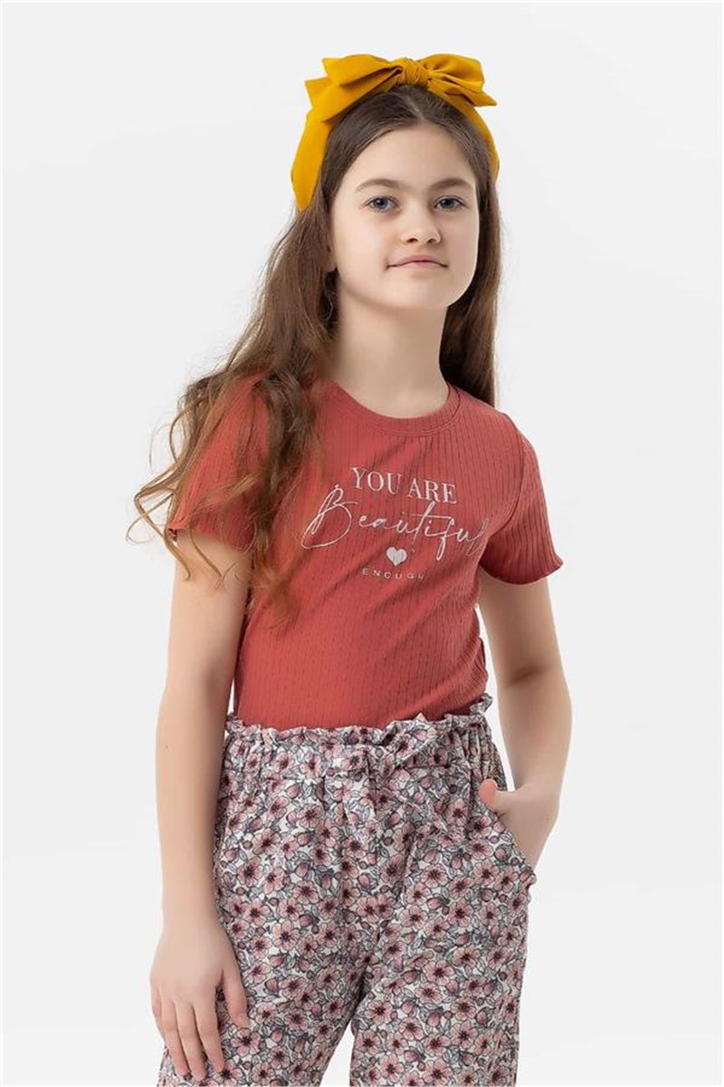 Children's t-shirt for a girl - Tile color #381221