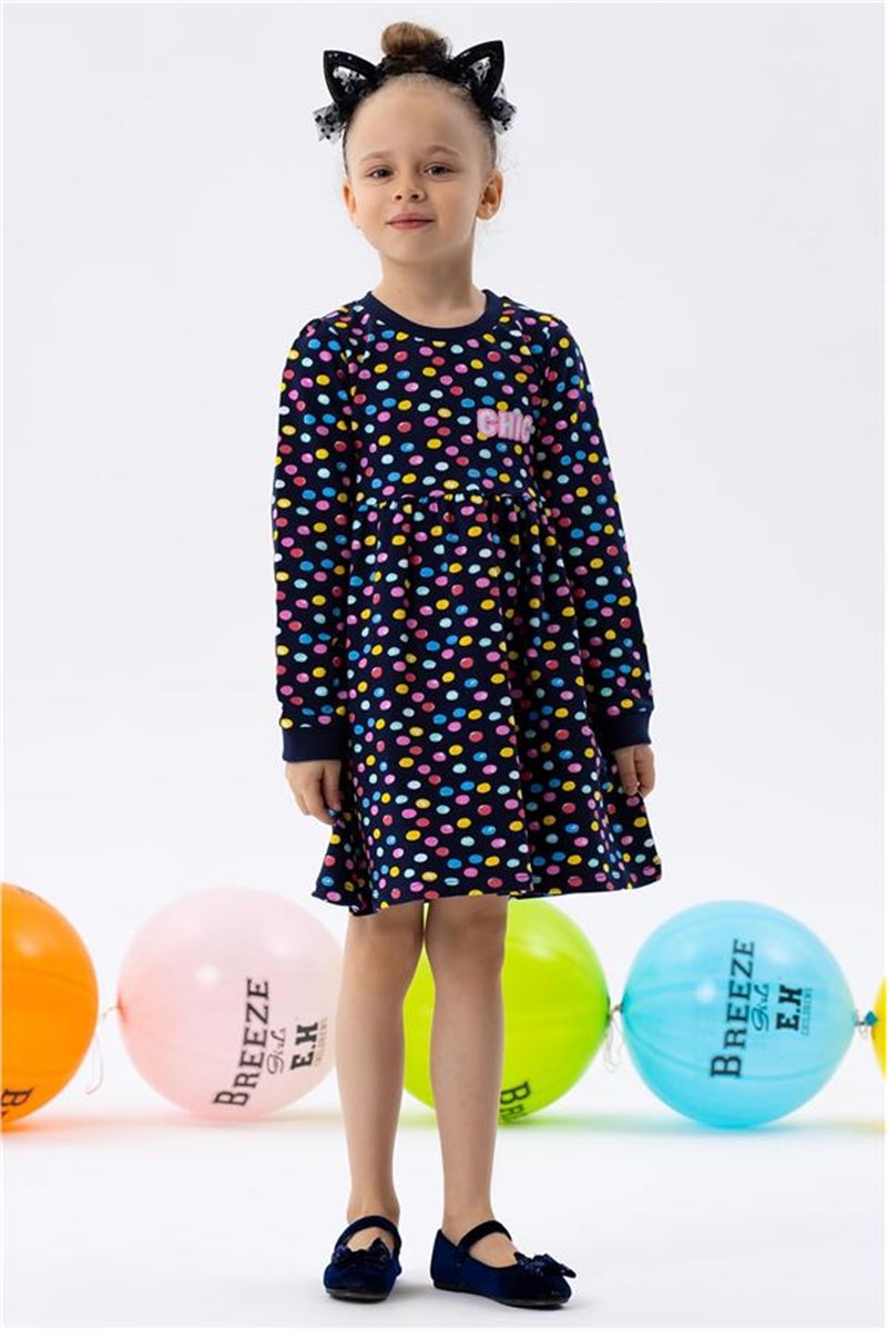 Children's dress with long sleeves - Dark blue #382364